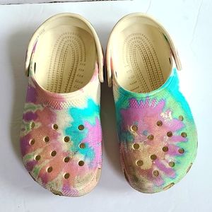 Crocs 2 cream purple pink blue green pastels tye dye slip on shoes cute cozy